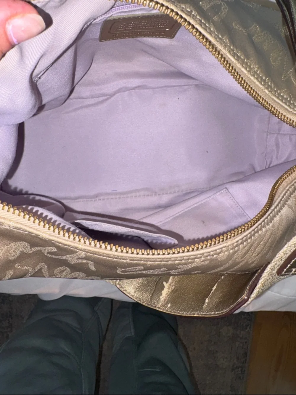 Coach Poppy Lurex Hobo Signature Script in GUC. - Picture 8 of 11